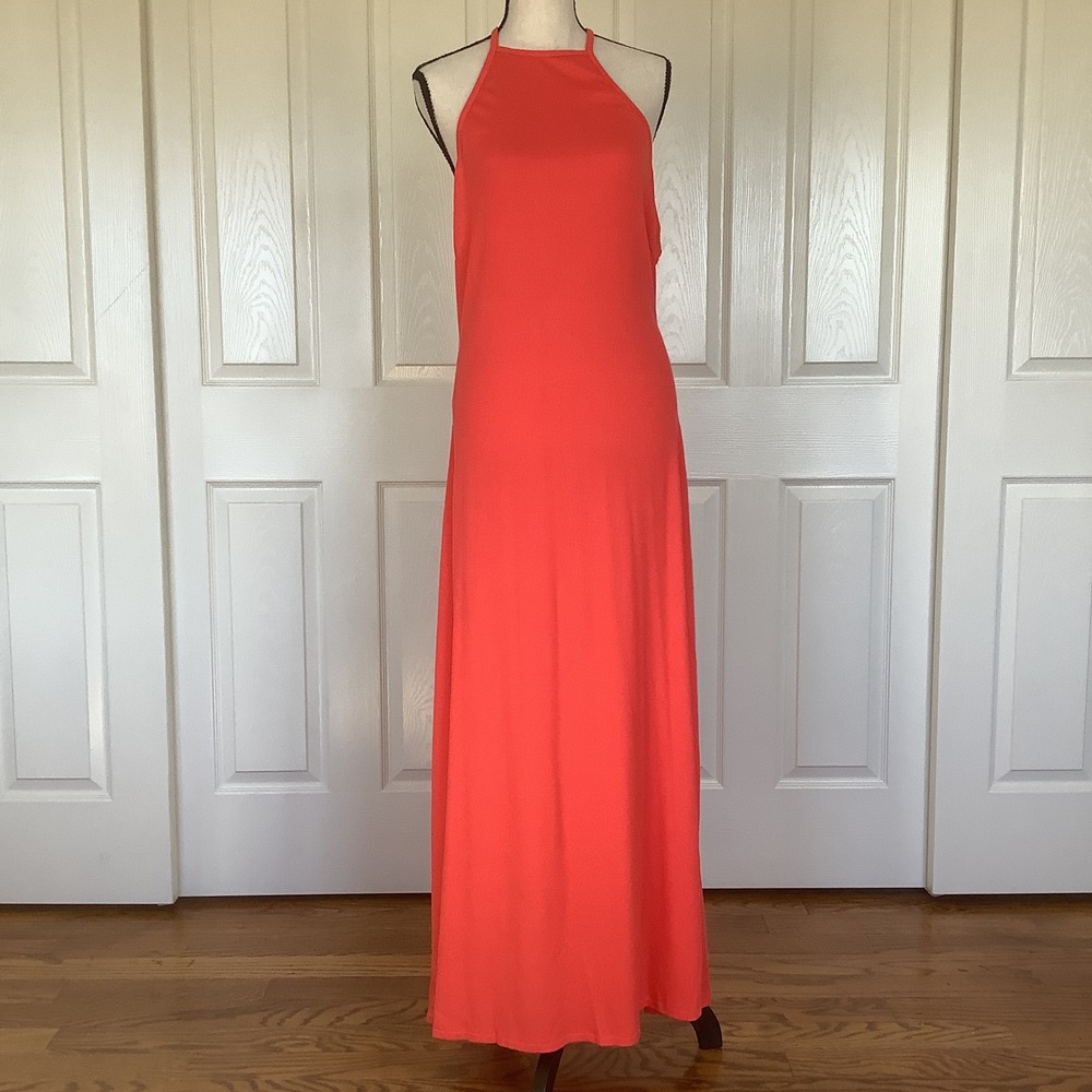 Savage X Fenty Coral Ribbed Halter Maxi Dress‎ Size 2X NWT